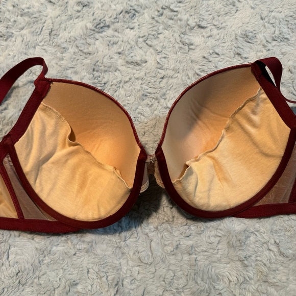 Frederick’s of Hollywood 36F Untamable Bra Bundle of 2 Blue Red Lace Plunge - Picture 11 of 12